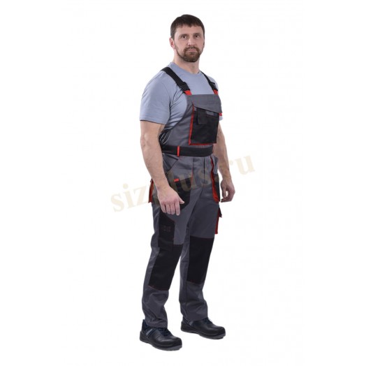 Полукомбинезон СТАТУС-СП (тк.смесовая, пл. 240 г/м² )серый/черный/красный