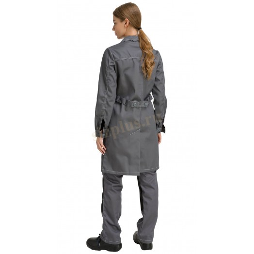 Халат рабочий женский летний/демисезонный "Горд" цвет серый/св.серый