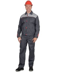 Костюм рабочий "ФАВОРИТ-СП" (куртка/брюки) ткань пл. 210 г/м², т.серый/серый/красный