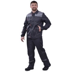 Костюм рабочий "ФАВОРИТ-СП NEW" (куртка/полукомбинезон) ткань пл. 210 г/м², т.серый/серый/красный