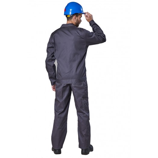Костюм рабочий "ФАВОРИТ-СП NEW" (куртка/полукомбинезон) ткань пл. 210 г/м², т.серый/серый/красный