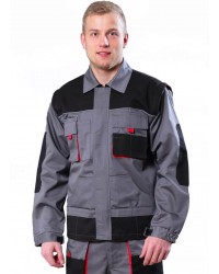 Костюм "СТАТУС-СП" (куртка/полукомбинезон) ткань пл. 240 г/м², серый/черный/красный
