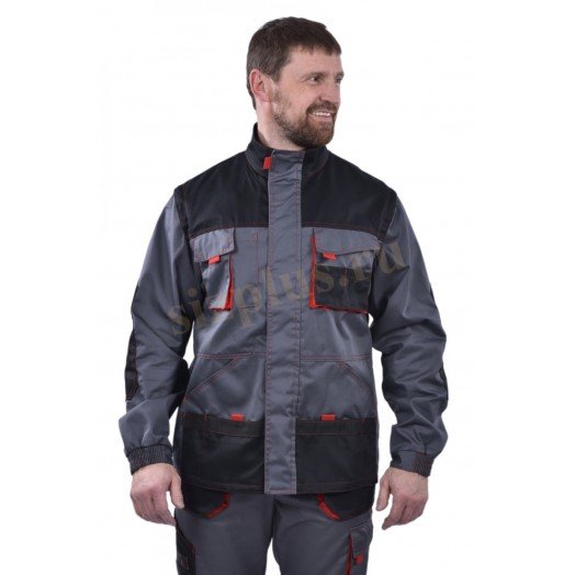 Костюм "СТАТУС-СП" (куртка/брюки) ткань пл. 240 г/м², серый/черный/красный