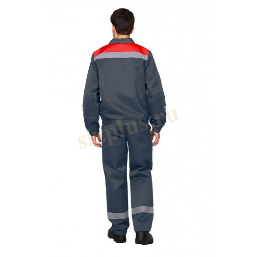 Костюм рабочий "ЛЕГИОН-СП2" (куртка/полукомбинезон) ткань пл. 210 г/м², серый/красный