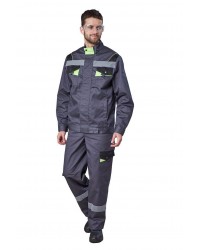 Костюм "КОРВЕТ-СП" (куртка/брюки) ткань пл. 240 г/м², серый/черный/лимон