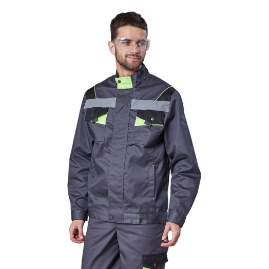 Куртка мужская КОРВЕТ-СП(тк.Смесовая, пл. 240 г/м²) серый/черный/лимон