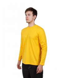 Футболка мужская с длинным рукавом (Желтый) ткань пл. 160 г/м²