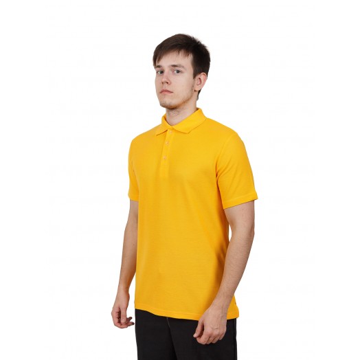 Футболка поло мужская с коротким рукавом (Желтый) ткань пл. 180 г/м²