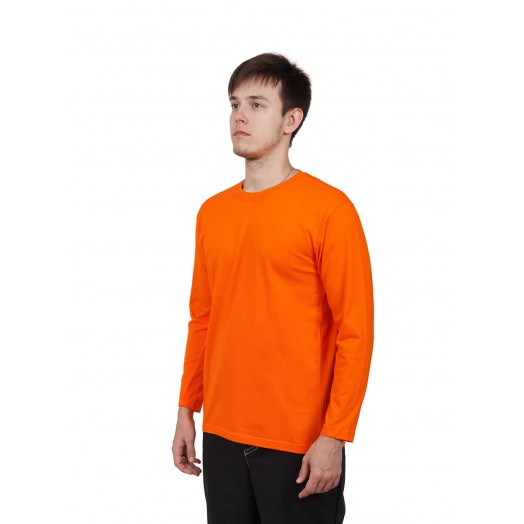 Футболка мужская с длинным рукавом (Оранжевый) ткань пл. 160 г/м²