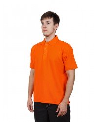 Футболка поло мужская с коротким рукавом (Оранжевый) ткань пл. 180 г/м²