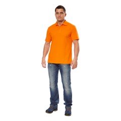Футболка поло мужская с коротким рукавом (Оранжевый) ткань пл. 180 г/м²