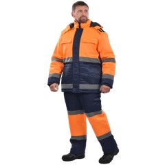 Костюм зимний СИГНАЛ-СП (тк.Смесовая,210) брюки, цв. оранжевый/т.синий