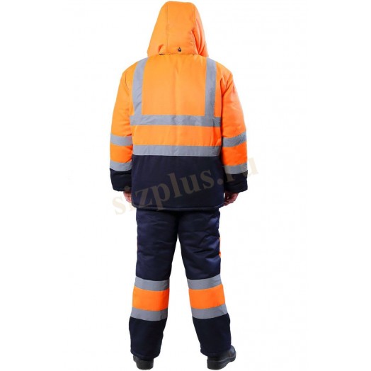 Костюм зимний СИГНАЛ-СП (тк.Смесовая,210) брюки, цв. оранжевый/т.синий