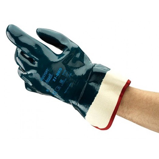 Перчатки Ansell Hycron® 27-805 (Хайкрон) с полным нитриловым покрытием, манжет крага