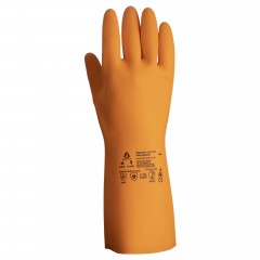 Химические перчатки из латекса Atom Comfort с хлопковым напылением JCH401