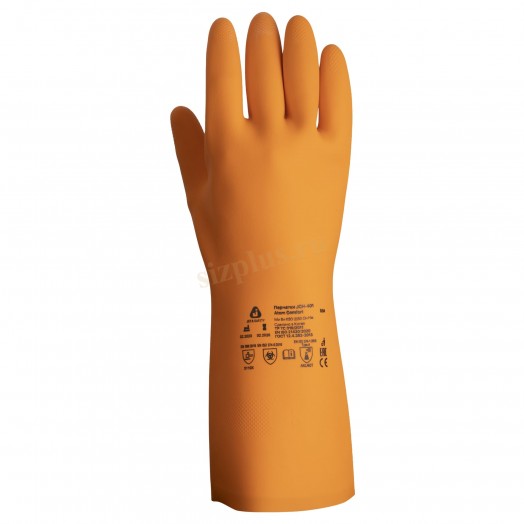 Химические перчатки из латекса Atom Comfort с хлопковым напылением JCH401