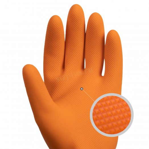 Химические перчатки из латекса Atom Comfort с хлопковым напылением JCH401